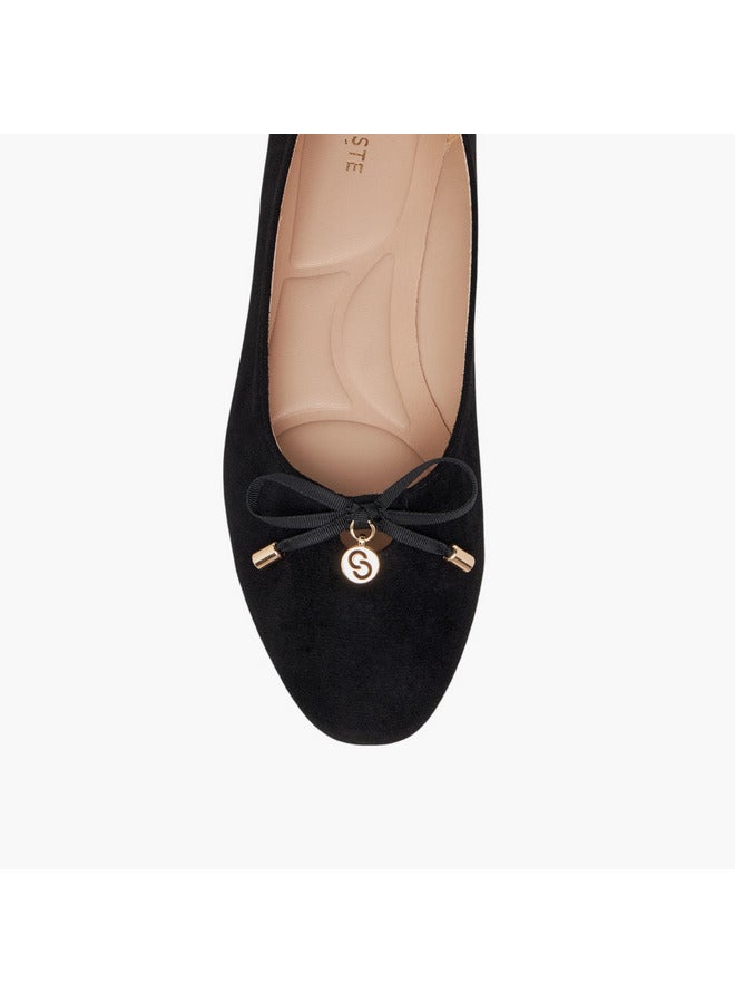 Celeste Women's Solid Slip-On Ballerina Shoes with Bow Accent  - Image 4
