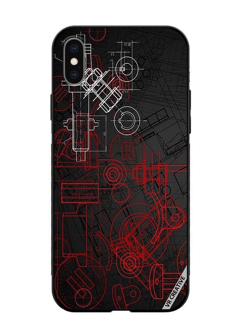 Protective Case Cover For Apple iPhone XS Max Industrial Abstract Design Multicolour