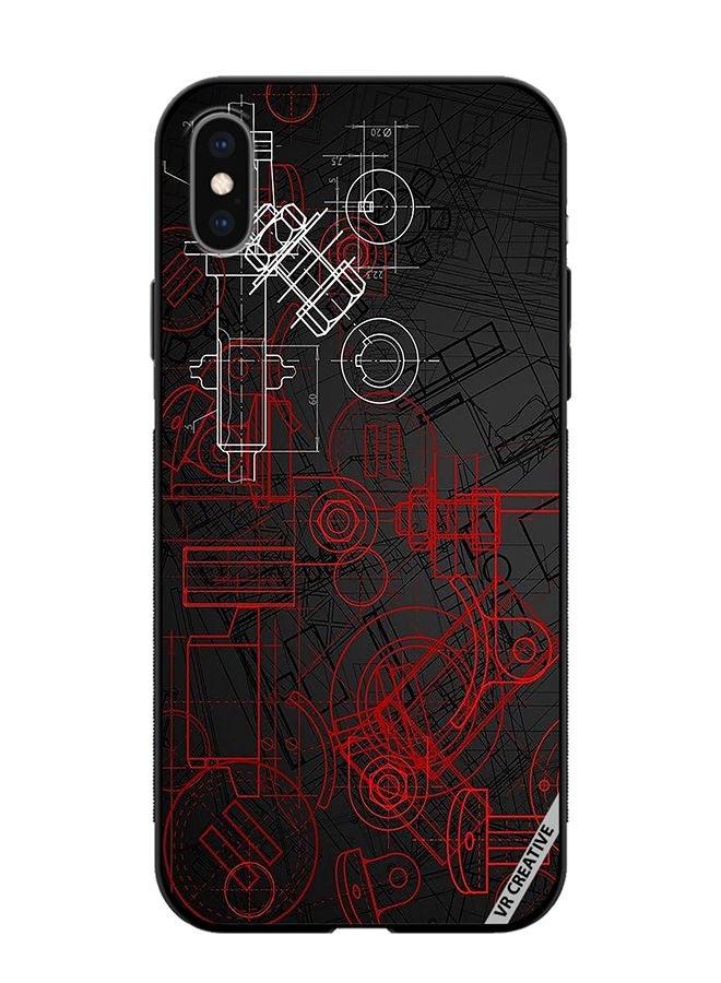 Protective Case Cover For Apple iPhone XS Max Industrial Abstract Design Multicolour