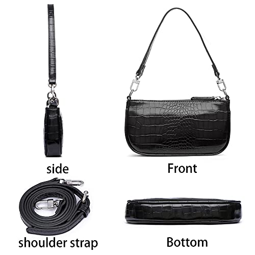 lapsting Mini Shoulder Bag for Women Small Y2K Bag Clutch Purse Crossbody Purses Black Retro Classic - Image 4
