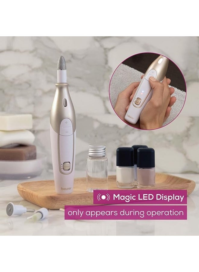 Beurer 14 piece professional manicure and pedicure nail drill kit cordless rechargeable electric nail file 10 attachments 3 speed settings for fingernails and toenails - Image 4