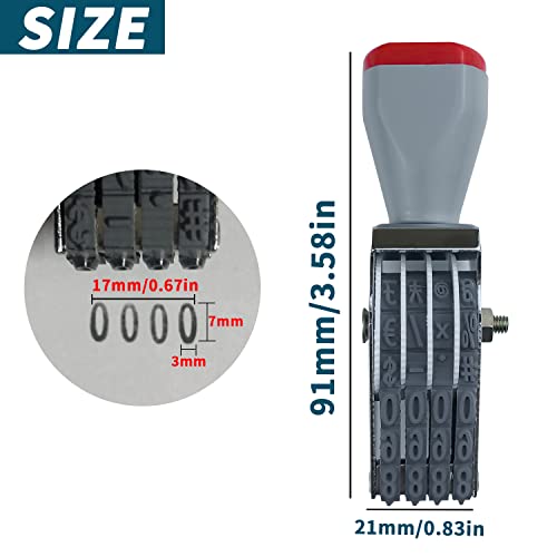 SUUJI 4 Digit Number Roller Stamps - SUUJI Changeable Number Stamp Egg Date Stamp Personalized Symbol Rolling Wheel Multi-Function DIY Rubber Scrapbooking Roller Stationery Office Business Stamps - Image 2