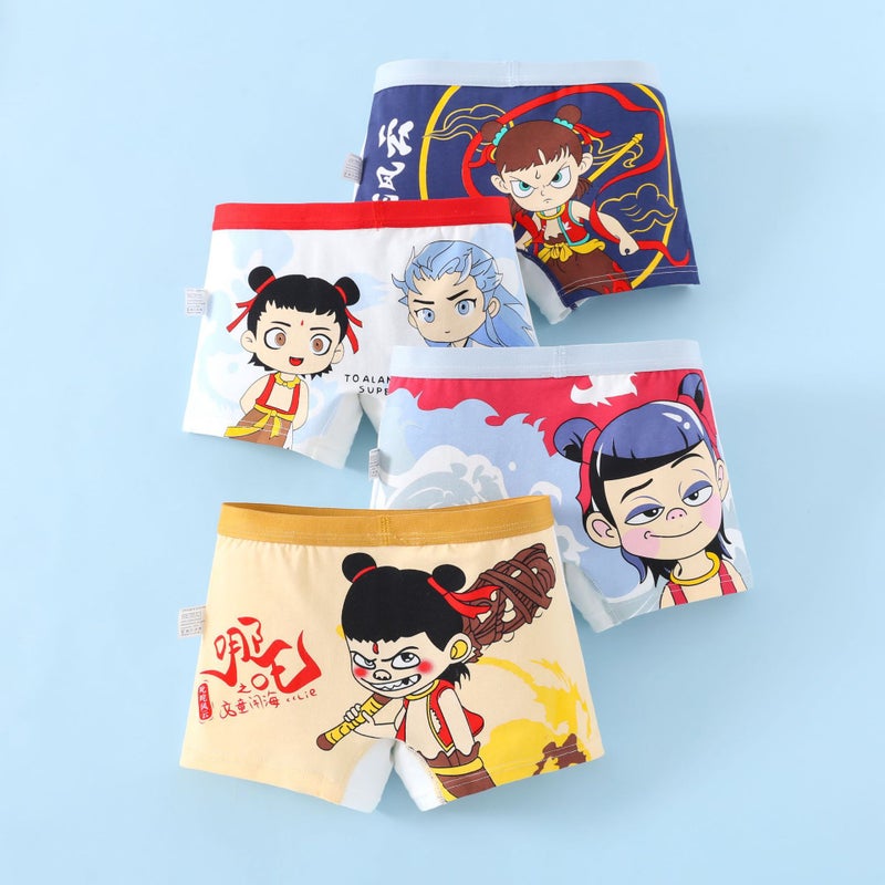 Kids Cartoon Astronaut Cotton Briefs Fengyun [upgraded category a-4 pack] 