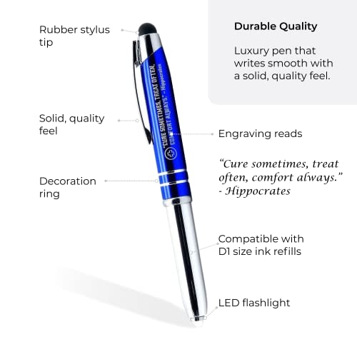 Inkstone Medical Gift Pen with Inspirational Quote - "Cure Sometimes, Treat Often, Comfort Always. - Hippocrates" - Engraved Pen with Light and Stylus - Gifts for Doctors Nurses Medical Assistants - Image 2
