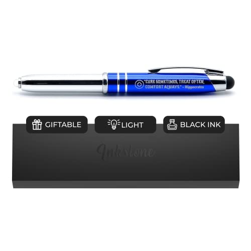 Inkstone Medical Gift Pen with Inspirational Quote - "Cure Sometimes, Treat Often, Comfort Always. - Hippocrates" - Engraved Pen with Light and Stylus - Gifts for Doctors Nurses Medical Assistants - Image 1