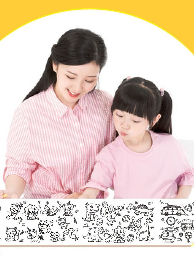 Beauenty Children's Drawing Paper Roll, Coloring Paper Roll for Kids, 300 * 30cm Large Coloring Poster for Toddlers, Stickable Drawing Paper Roll, DIY Painting Ideal Gift for Class Home Birthday Party - Image 3