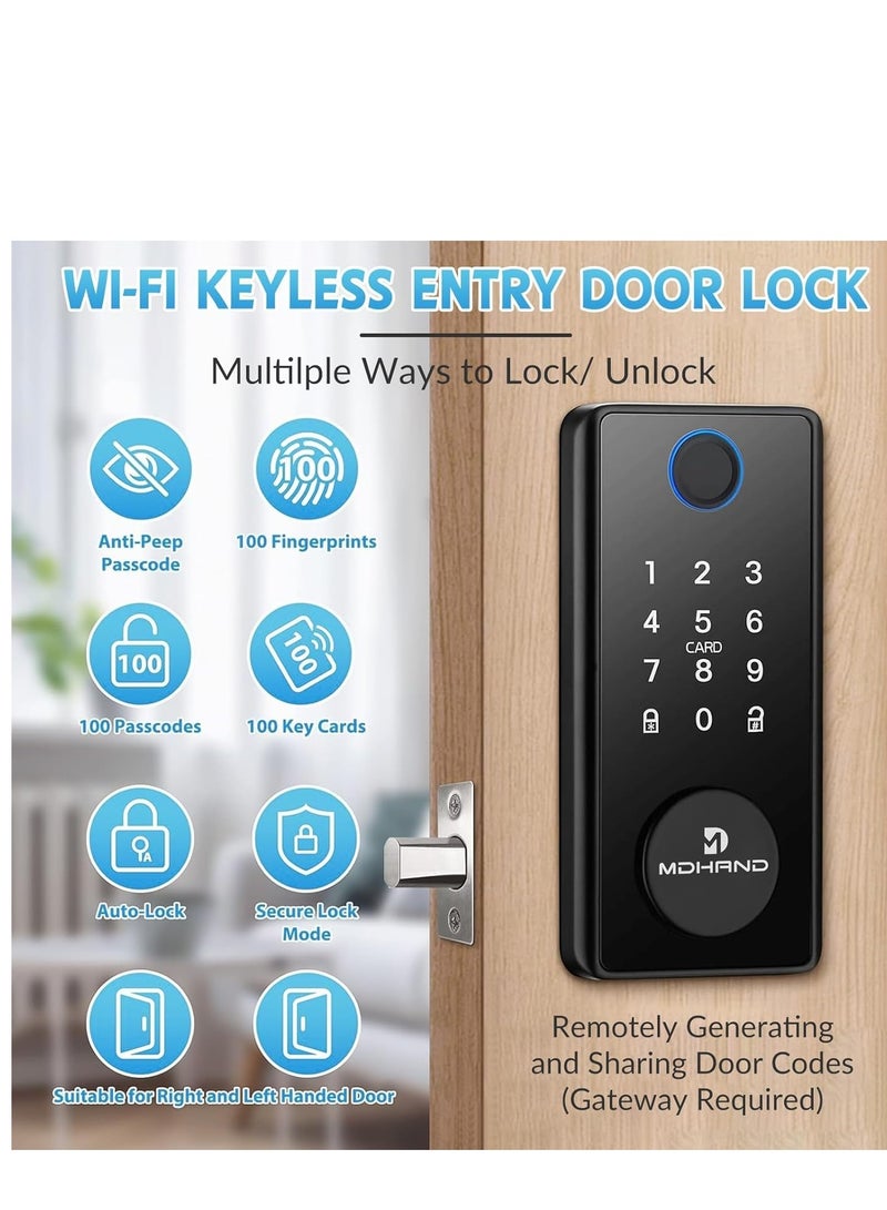 Smart Lock, Fingerprint Keyless Entry Door Lock, Built-in Wi-Fi, App Remote Control, Touchscreen Keypad Deadbolt, Auto Lock, Easy Installation - Image 3