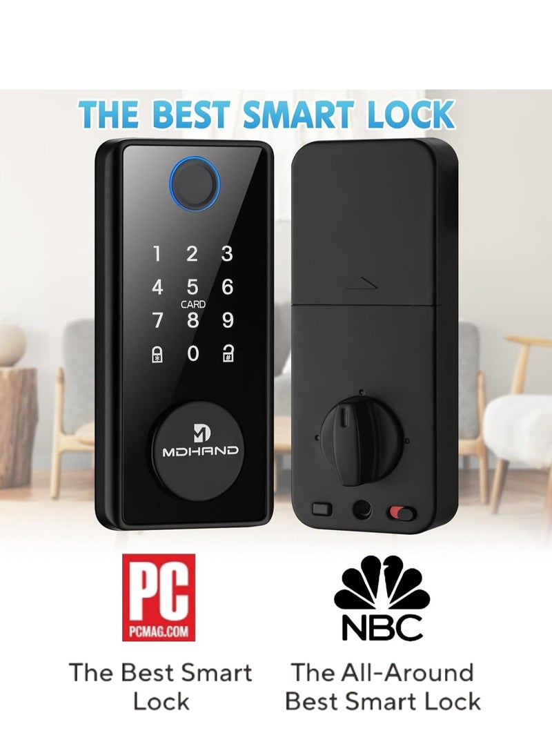Smart Lock, Fingerprint Keyless Entry Door Lock, Built-in Wi-Fi, App Remote Control, Touchscreen Keypad Deadbolt, Auto Lock, Easy Installation - Image 2