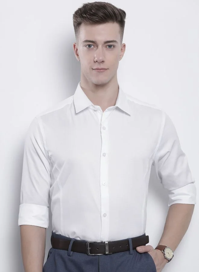 شركة المرآب الهندية Men Slim Fit Solid Full Sleeves Cutaway Collar Formal Shirt