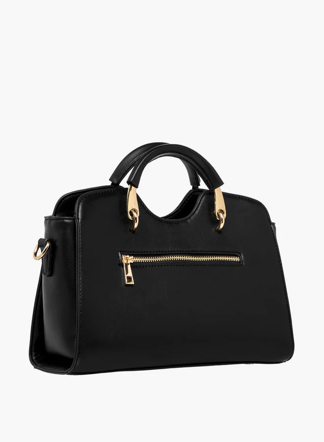 Flora Bella By Shoexpress Solid Tote Bag with Detachable Strap and Zip Closure