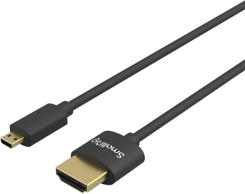 SMALLRIG Micro HDMI to HDMI Cable, Ultra Thin HDMI Cable 35cm/1.15Ft, Super Flexible Slim High Speed 4K 60Hz HDR HDMI 2.0, Compatible with GoPro Hero 7/6 / 5, for Sony A6600 / A6400-3042 - Image 1