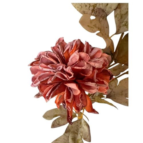 Fox & Fern Artificial Dahlia Flower Stick with 2 Flower, One Bud and Leaves (Pack of 1) | Ornamental Stick Best for Gifting, Party, Home Decor (Ht. 68CM) GAAFRD-68OR (Orange) - Image 3
