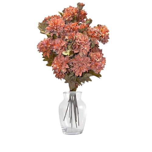 Fox & Fern Artificial Dahlia Flower Stick with 2 Flower, One Bud and Leaves (Pack of 1) | Ornamental Stick Best for Gifting, Party, Home Decor (Ht. 68CM) GAAFRD-68OR (Orange) - Image 4