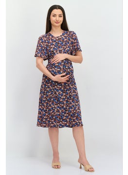 Maternity Floral Print Midi Dress, Black - pzsku/Z7B73E5EE86EF1FCCE399Z/45/_/1739629233/d693bbc9-9725-4f0b-930a-cdd88971df9e