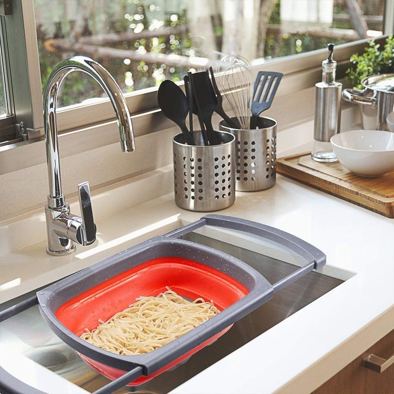 Zurato Folding Silicone Sink Strainer for Kitchen Foldable Silicone Strainer Collapsible Colanders Drainer for Kitchen Food Drain Colander for Draining Pasta Vegetable - Image 2