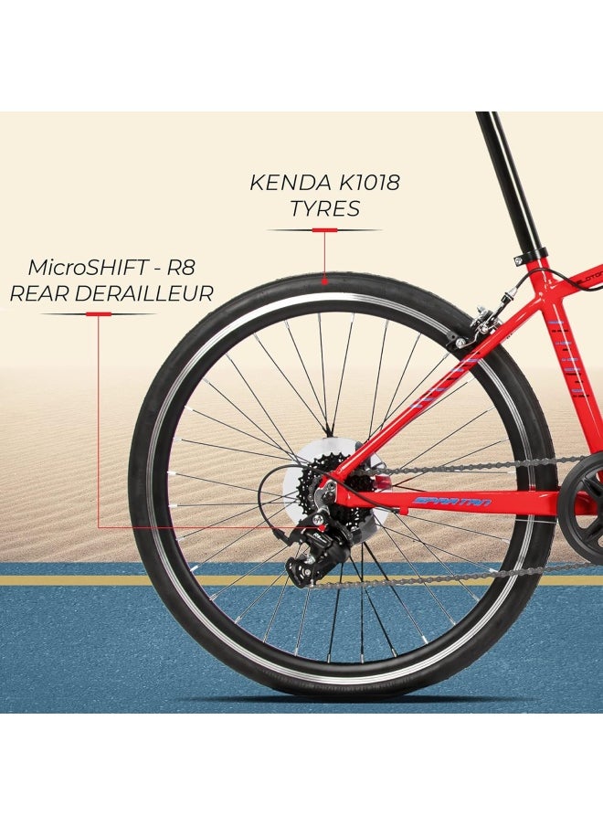Spartan Jr Peloton Road Bicycle for Youth | 24 inch wheel size | 8 Speed Shimano gear| For teens and adults|Red  - Image 4