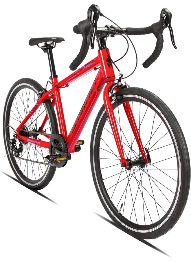 Spartan Jr Peloton Road Bicycle for Youth | 24 inch wheel size | 8 Speed Shimano gear| For teens and adults|Red  - Image 1