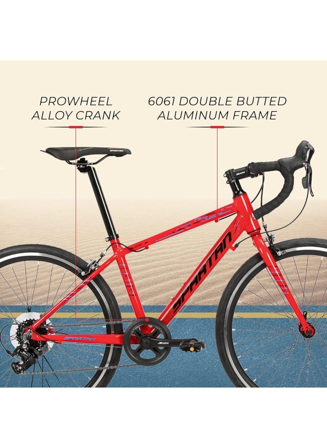 Spartan Jr Peloton Road Bicycle for Youth | 24 inch wheel size | 8 Speed Shimano gear| For teens and adults|Red  - Image 5