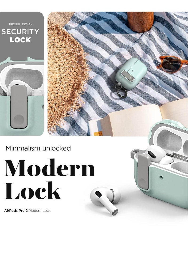 VRS Design Modern Lock Airpods Pro 2 (2nd Generation) Case Cover with Carabiner - Marine Green  - Image 2