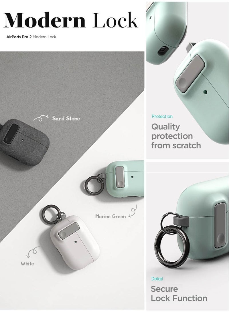 Modern Lock Airpods Pro 2 (2nd Generation) Case Cover with Carabiner - Marine Green