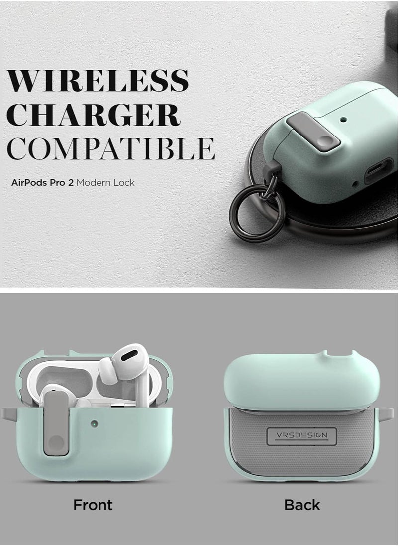 VRS Design Modern Lock Airpods Pro 2 (2nd Generation) Case Cover with Carabiner - Marine Green  - Image 3