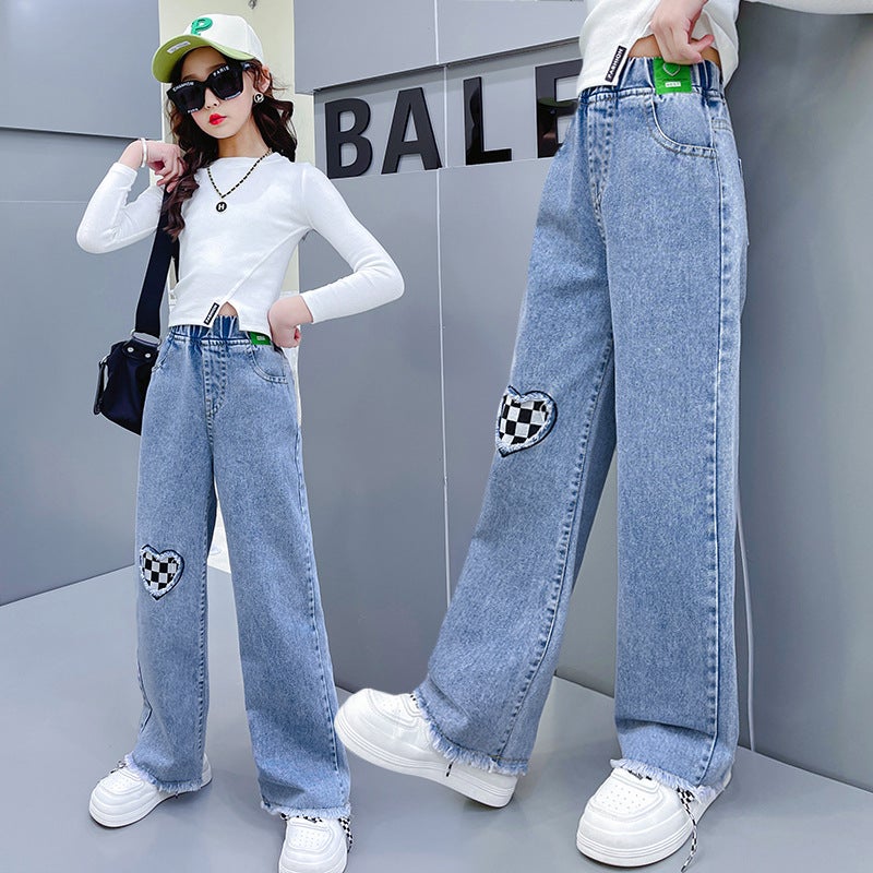 Selling Boys And Girls Denim Trousers Batch Of Large And Medium-Sized Children'S Western Style Loose Slim Straight Children'S Clothing - Image 2