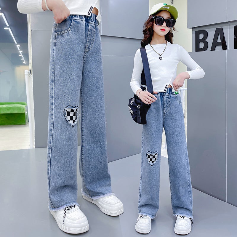 Selling Boys And Girls Denim Trousers Batch Of Large And Medium-Sized Children'S Western Style Loose Slim Straight Children'S Clothing - Image 3