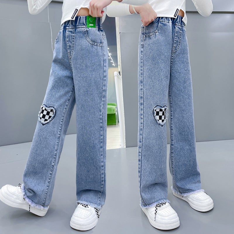 Selling Boys And Girls Denim Trousers Batch Of Large And Medium-Sized Children'S Western Style Loose Slim Straight Children'S Clothing - Image 4