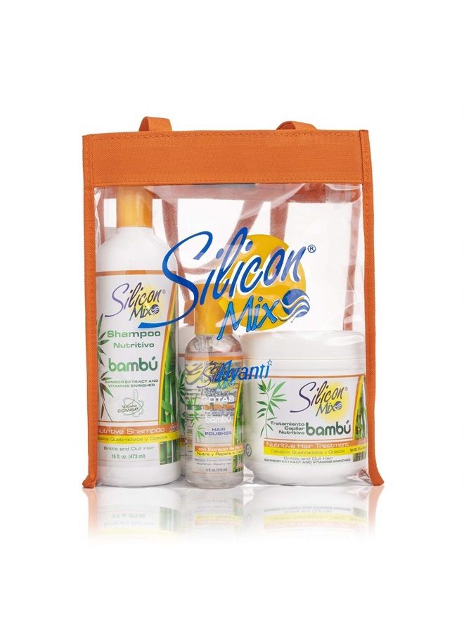 Silicon Mix Bambu Set 4 pieces Shampoo, Tratament, Leave In, Hair Polisher - Image 2