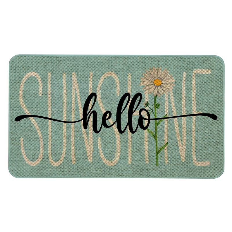 Roszwtit Spring Summer Door Mat 30 X 17 Inch Hello Sunshine Daisy Doormat Indoor Outdoor Entrance Floor Rug Non Slip Spring Summer Decor Rubber Mats - Image 2
