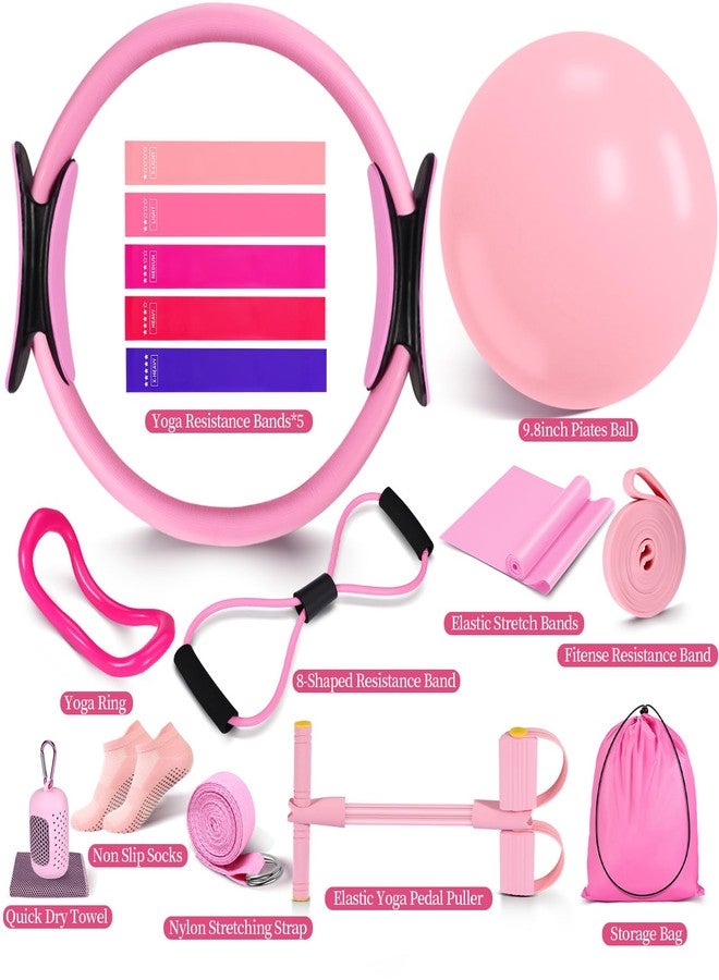 laapee Pilates Essentials Kit for Women 15 Pcs Pilates Equipment for Home Workouts with Yoga Circle Ball Ring, 5 Resistance Bands,Pedal Puller Resistance Band,Anti Slip Socks for Starter Set Accessories - Image 2