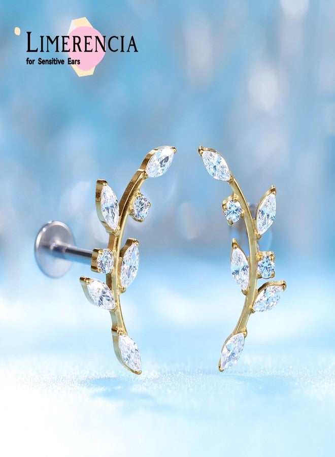 limerencia 18G Flat Back Internal Threaded Studs Climber Crawler F136 Titanium Earrings Hypoallergenic Cubic Zirconia Tragus Helix Conch Piercing Jewelry for Women (a pair) - Image 3
