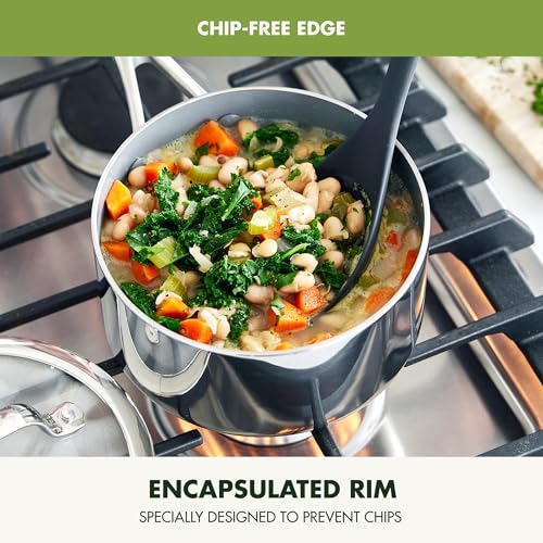 GreenPan Valencia Pro Tri-Ply Stainless Steel 1.5QT Saucepan with Lid, Ceramic Nonstick PFAS-Free, Multi Clad Cookware, Induction, Dishwasher Oven and Broiler Safe - Image 3