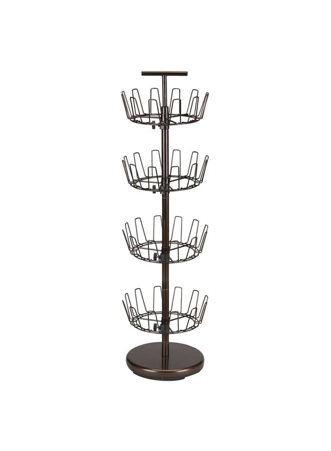 Household Essentials 2139-1 Metal Four-Tier Adjustable Revolving Shoe Rack | Holds up to 24 Pairs of Shoes | Antique Bronze Finish - Image 1