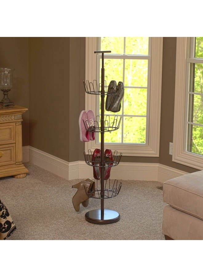 Household Essentials 2139-1 Metal Four-Tier Adjustable Revolving Shoe Rack | Holds up to 24 Pairs of Shoes | Antique Bronze Finish - Image 2