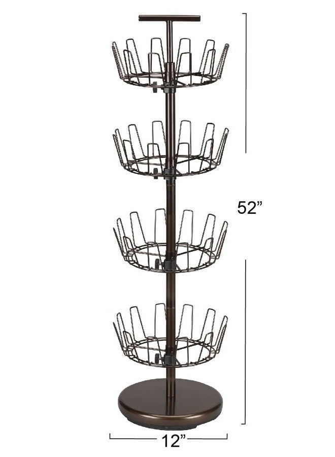Household Essentials 2139-1 Metal Four-Tier Adjustable Revolving Shoe Rack | Holds up to 24 Pairs of Shoes | Antique Bronze Finish - Image 3