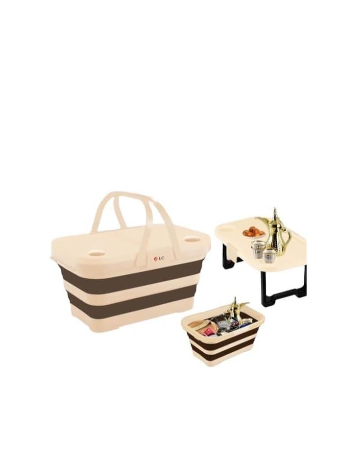 Generic Portable Foldable Picnic Basket With Table and Lid 30 L Capacity Ideal For Picnics Beach Trips Camping And BBQs 30L  - Image 1