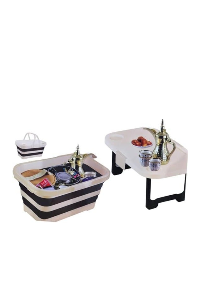Generic Portable Foldable Picnic Basket With Table and Lid 30 L Capacity Ideal For Picnics Beach Trips Camping And BBQs 30L  - Image 3