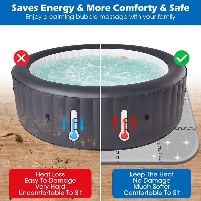 Oyrlize 85 * 85 Inch Hot Tub Mat,Inflatable Hot Tub Accessoriesï¼ŒExtra Thick Large Hot Tub Eva Foam Pad Padding Foundation for Outdoor Indoor,Portable Spa Pool Accessories Ground Base Flooring Mat Protector - Image 2