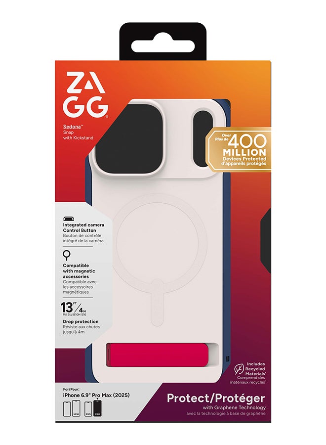 ZAGG iPhone 17 Pro Max Case – Sedona Snap MagSafe Compatible Kickstand Cover with Graphene Strength, 13 ft Drop Protection & Reinforced Bumpers – Royal Ember Blue - Image 1
