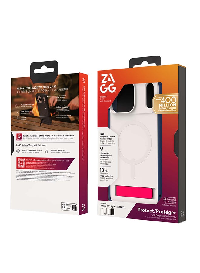 ZAGG iPhone 17 Pro Max Case – Sedona Snap MagSafe Compatible Kickstand Cover with Graphene Strength, 13 ft Drop Protection & Reinforced Bumpers – Royal Ember Blue - Image 2