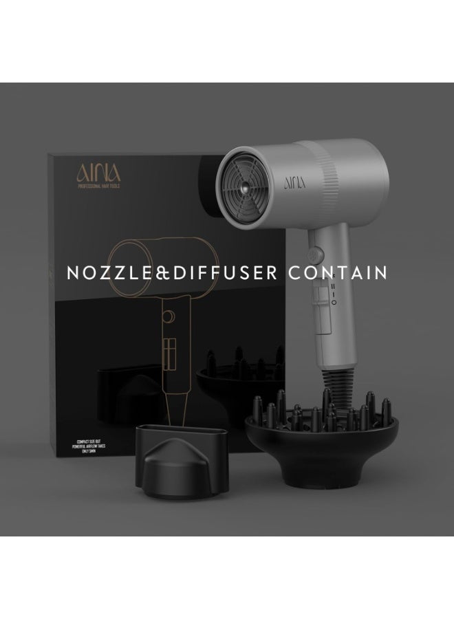 AINA Hair Dryer with Diffuser, Blow Dryer for Women | Advanced Ionic Technology, Ceramic Coating | Cold Shot Features Turbo Heat for Fast Drying and Shine 230V/BS Plug - Image 5