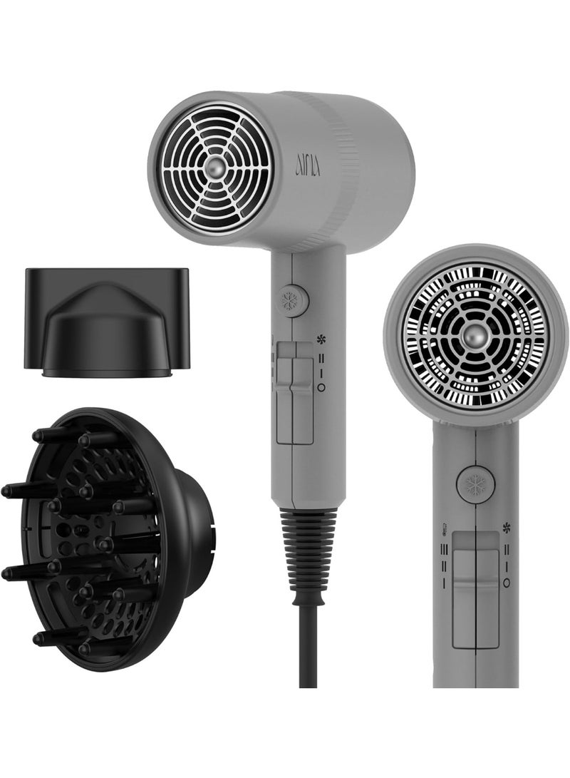 AINA Hair Dryer with Diffuser, Blow Dryer for Women | Advanced Ionic Technology, Ceramic Coating | Cold Shot Features Turbo Heat for Fast Drying and Shine 230V/BS Plug - Image 1