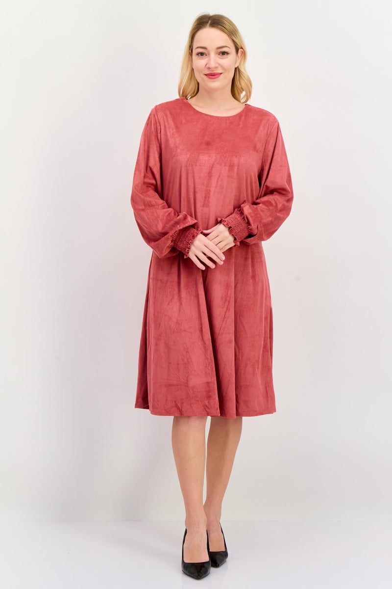 ANNE KLEIN Women Solid Midi Dress, Rose Red - Image 1