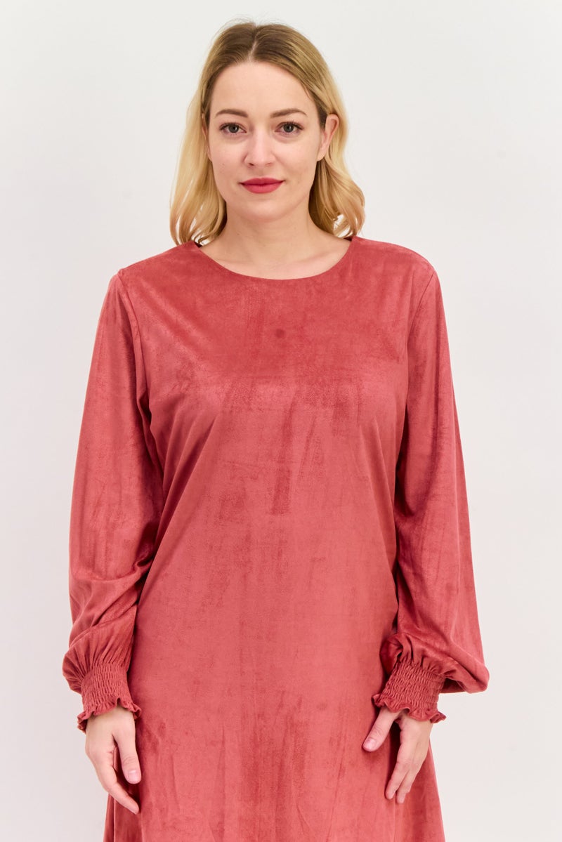 ANNE KLEIN Women Solid Midi Dress, Rose Red - Image 4