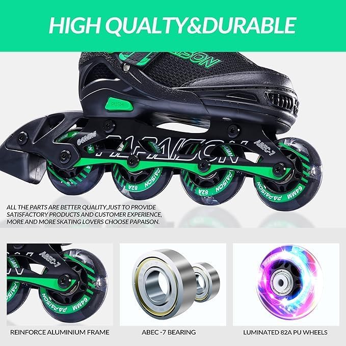 PAPAISON Adjustable Inline Skates for Kids and Adults with Light Up Wheels - Image 5