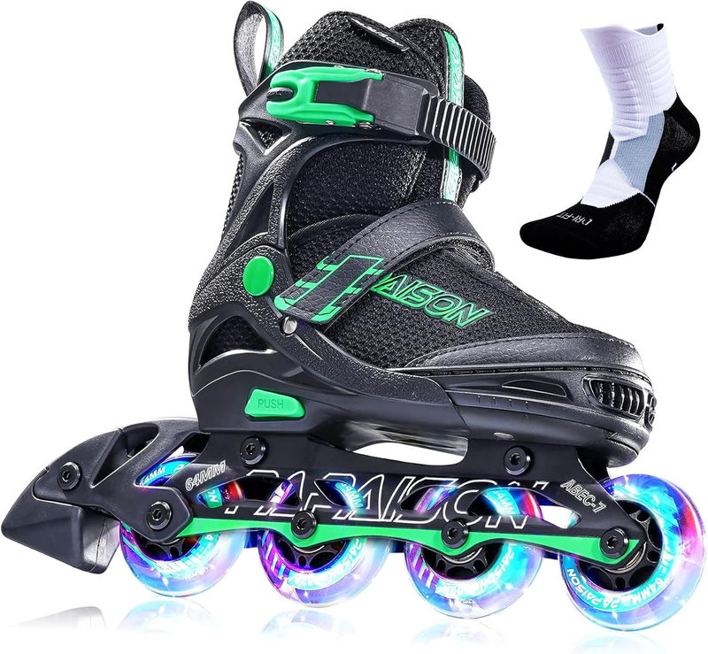 PAPAISON Adjustable Inline Skates for Kids and Adults with Light Up Wheels - Image 1
