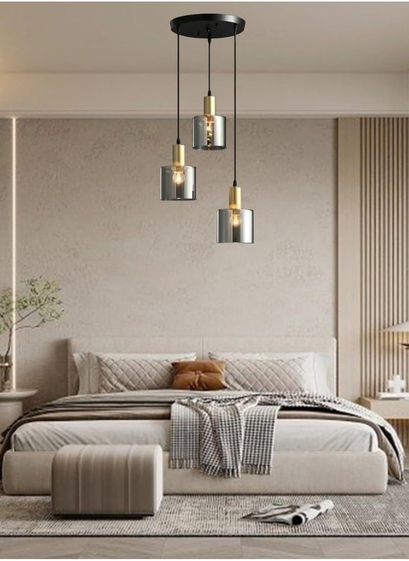 SP - SUPER POWER 3-Light Smoke Gray Glass Pendant Light,Modern Glass Hanging Light Chandelier for Living Room Dining Room Bedroom Kitchen Island - Image 1