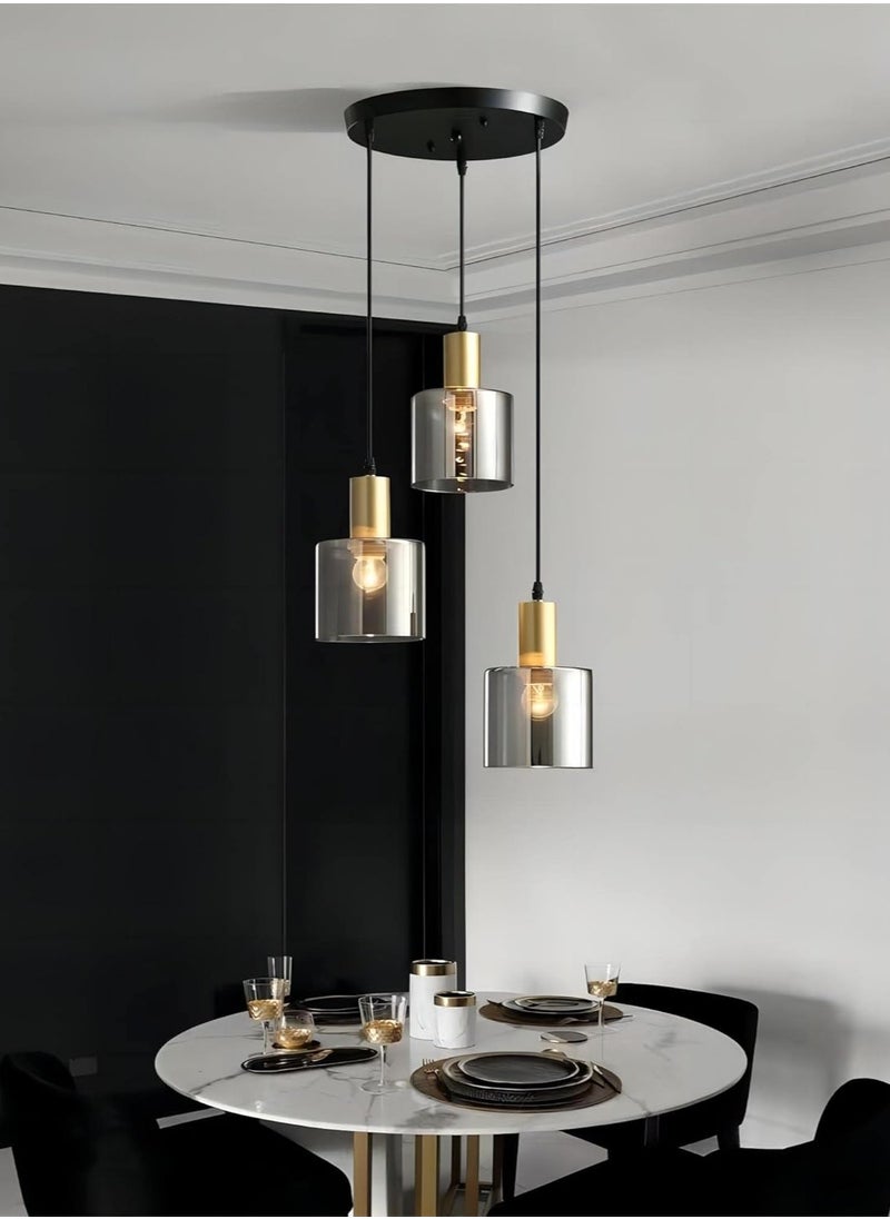 SP - SUPER POWER 3-Light Smoke Gray Glass Pendant Light,Modern Glass Hanging Light Chandelier for Living Room Dining Room Bedroom Kitchen Island - Image 1