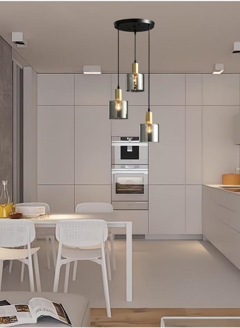 SP - SUPER POWER 3-Light Smoke Gray Glass Pendant Light,Modern Glass Hanging Light Chandelier for Living Room Dining Room Bedroom Kitchen Island - Image 1